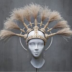 House of Malakai Avant-Garde Feather Crown – Rare Custom Festival Headdress
